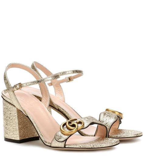 gucci marmont sandal gold|Gucci gold heeled sandals.